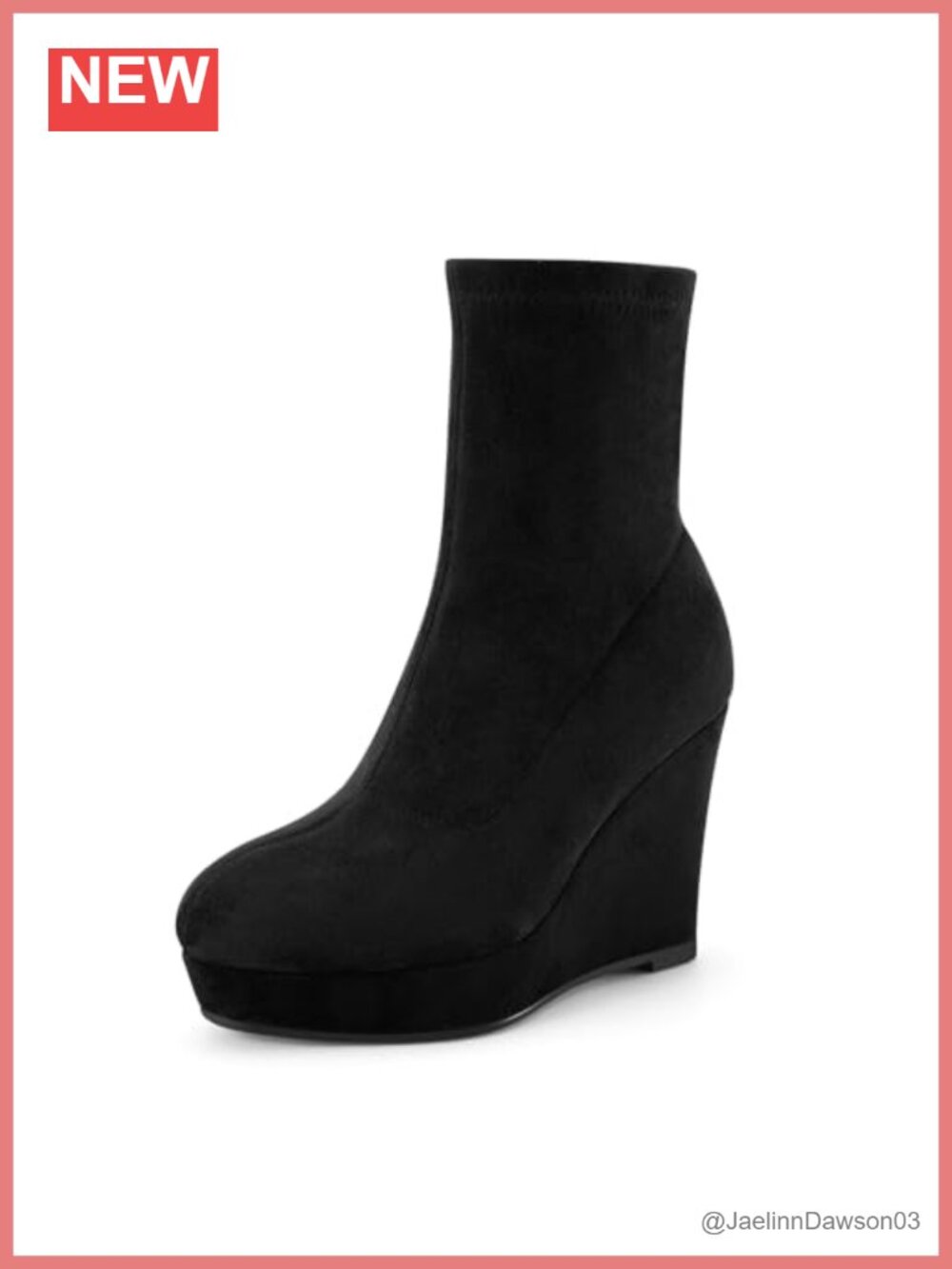 Suede Platform Wedge Heel Pull-On Ankle Booties